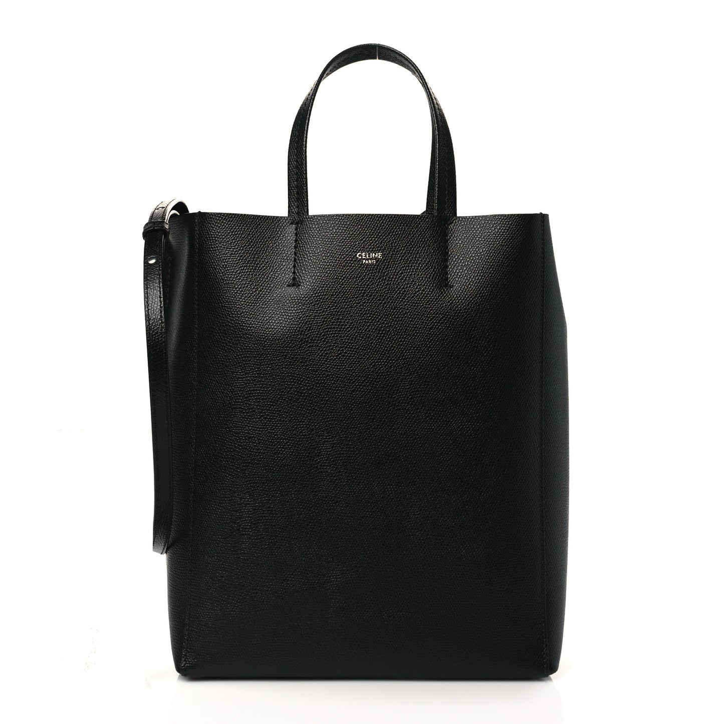 Grained Calfskin Small Vertical Cabas Black