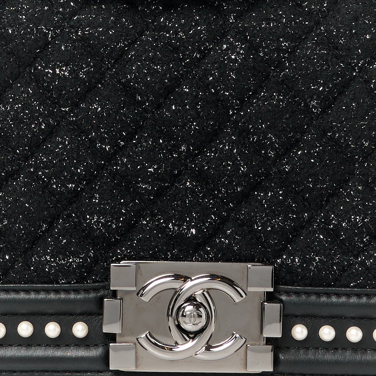 Chanel Calfskin Pearl Tweed Medium Boy Flap Black 8 of 10