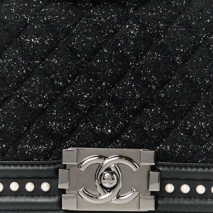 Chanel Calfskin Pearl Tweed Medium Boy Flap Black 8 of 10