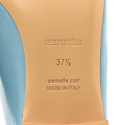 Hermes Goatskin Rivoli Mules 37.5 Bleu Dorset 7 of 11