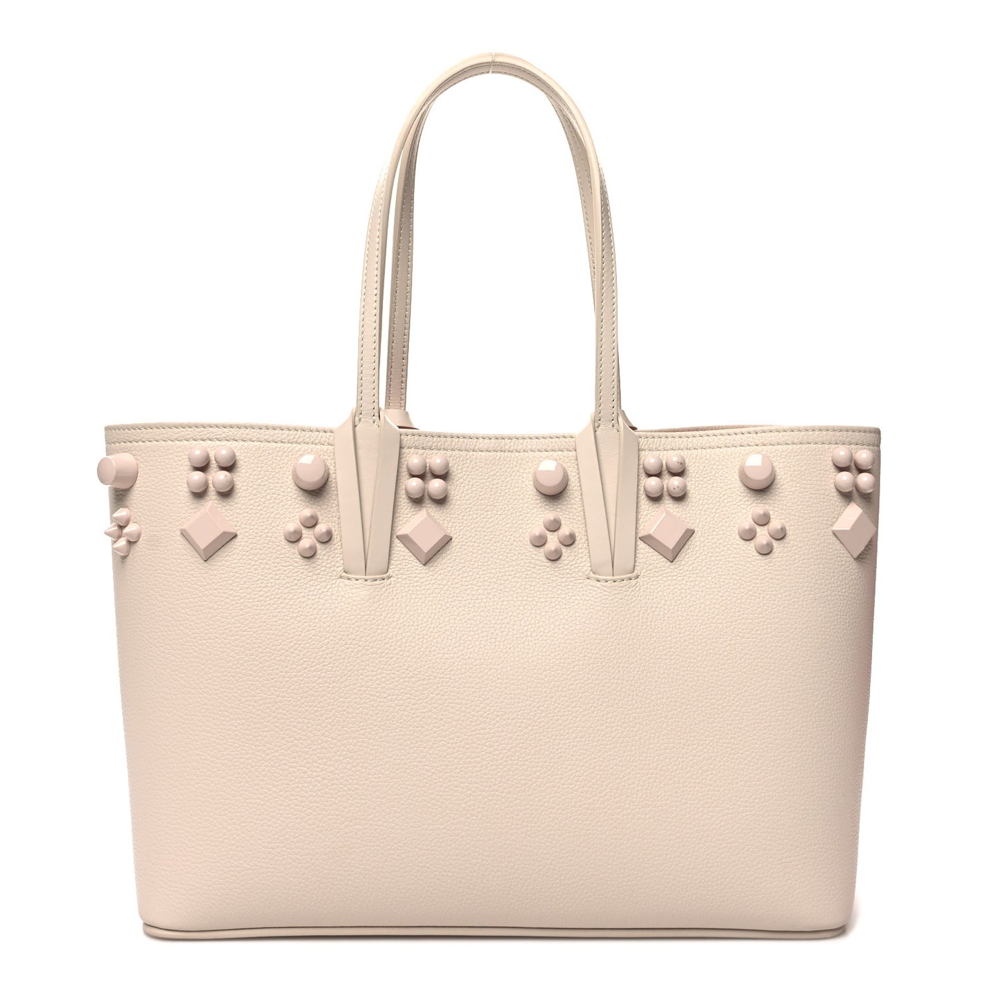 Calfskin Empire Spike Studded East West Cabata Tote Leche