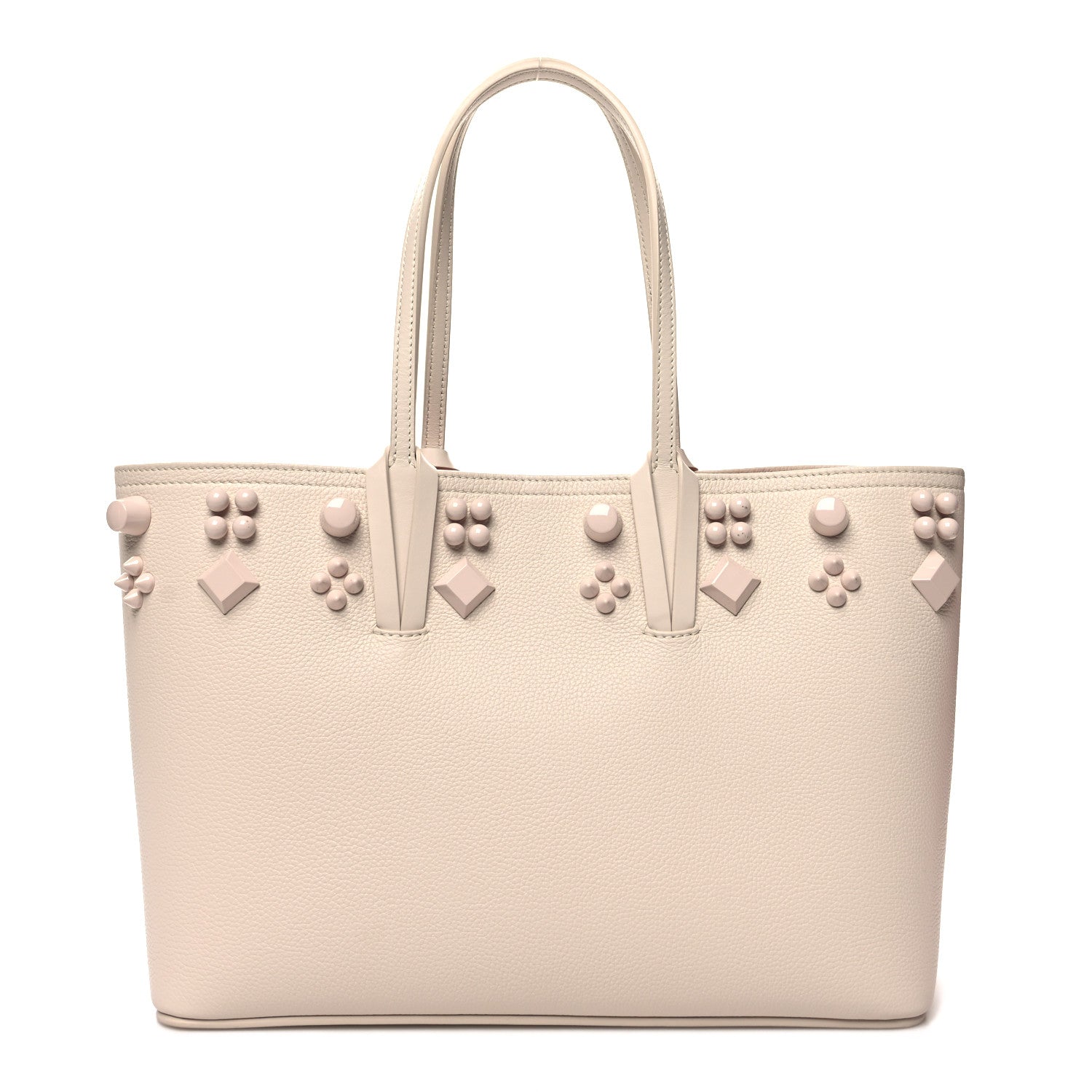 Christian Louboutin Calfskin Empire Spike Studded East West Cabata Tote Leche 3 of 15