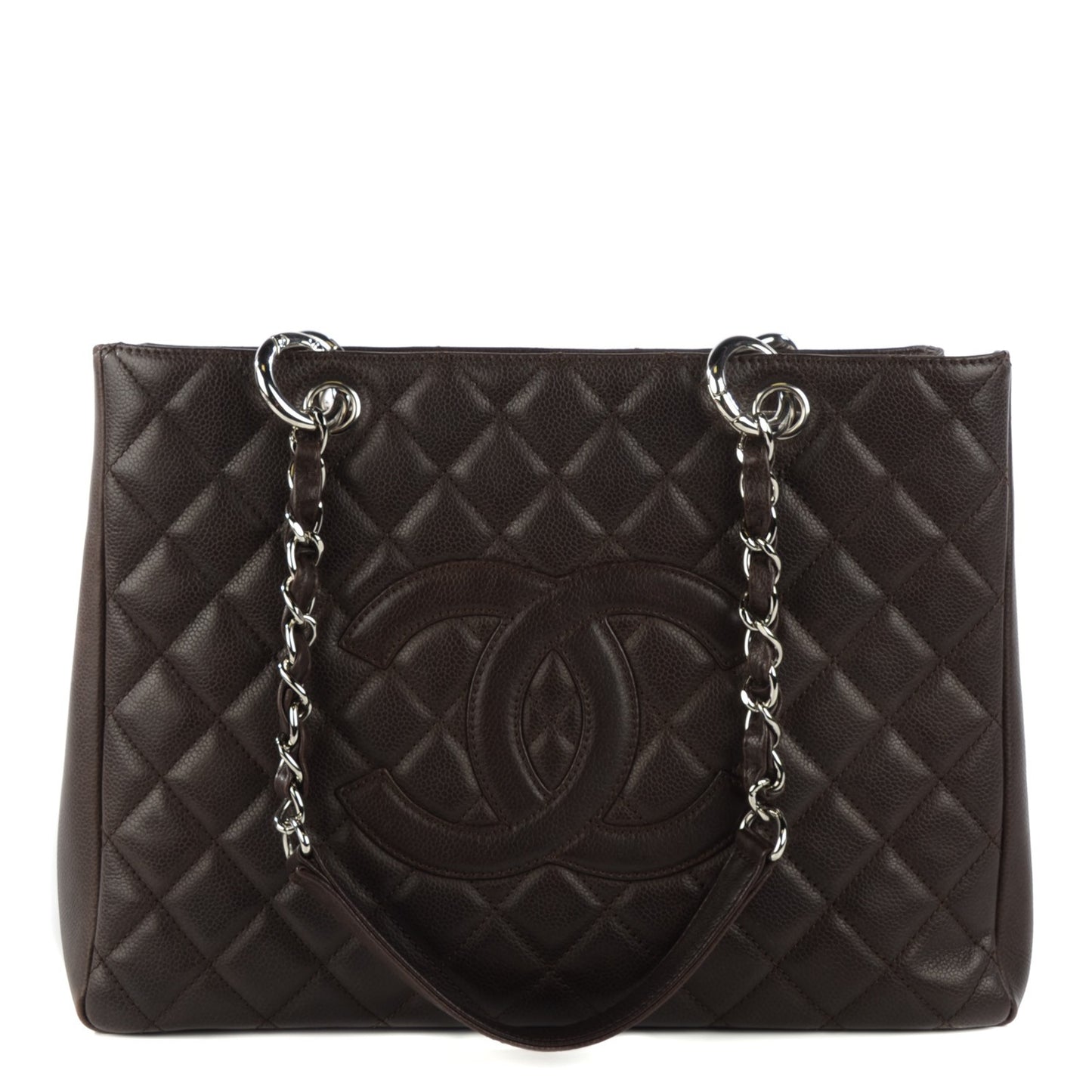 Caviar Quilted Grand Shopping Tote GST Dark Brown