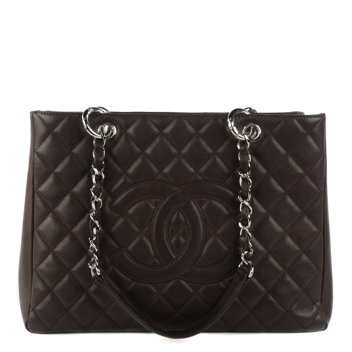 Chanel Caviar Quilted Grand Shopping Tote GST Dark Brown 1 of 10