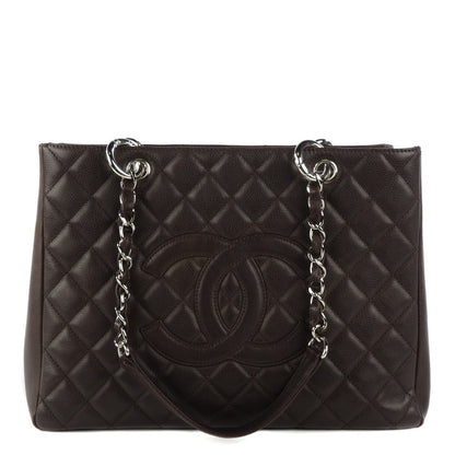 Chanel Caviar Quilted Grand Shopping Tote GST Dark Brown 1 of 10