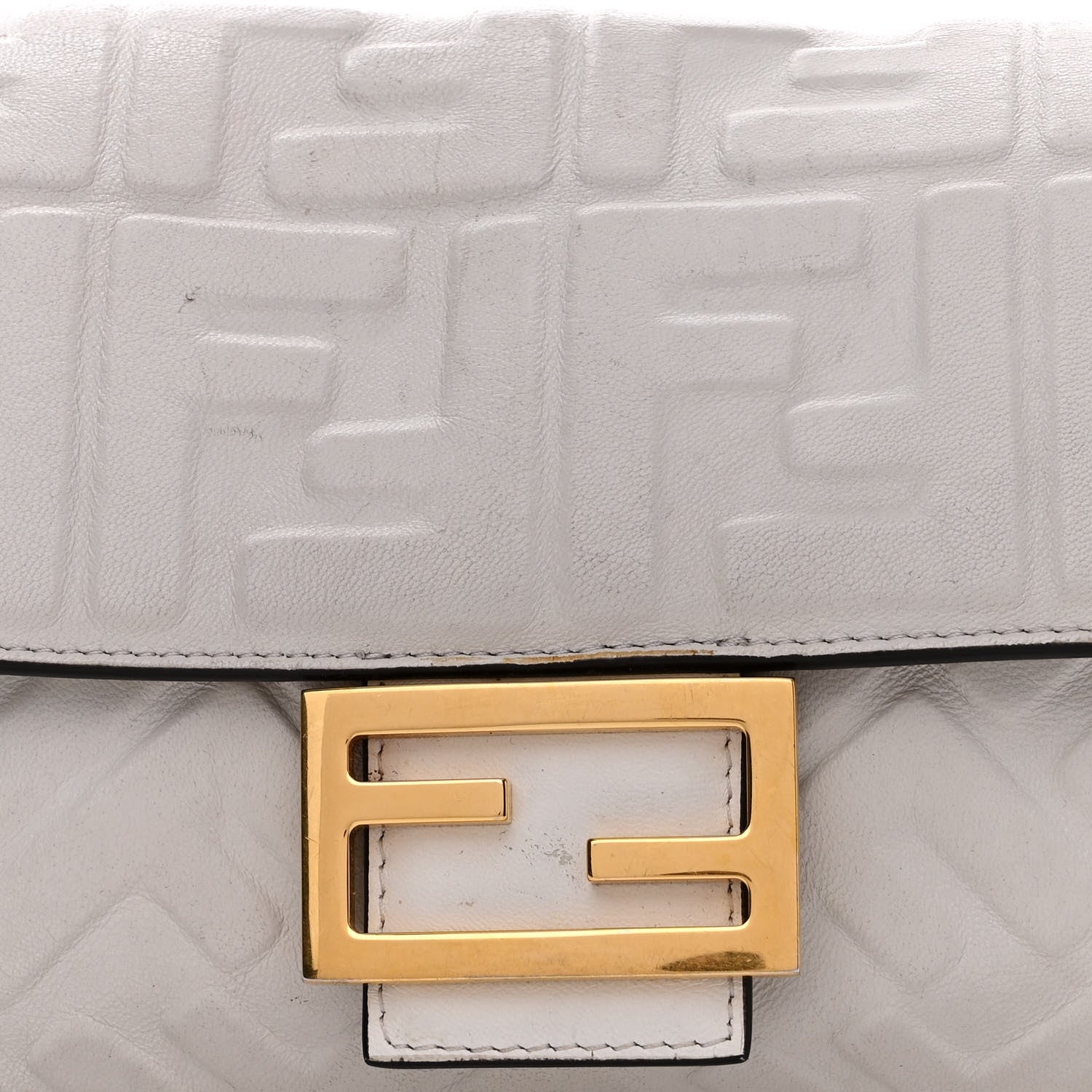 Fendi Nappa FF 1974 Embossed Baguette White 8 of 23