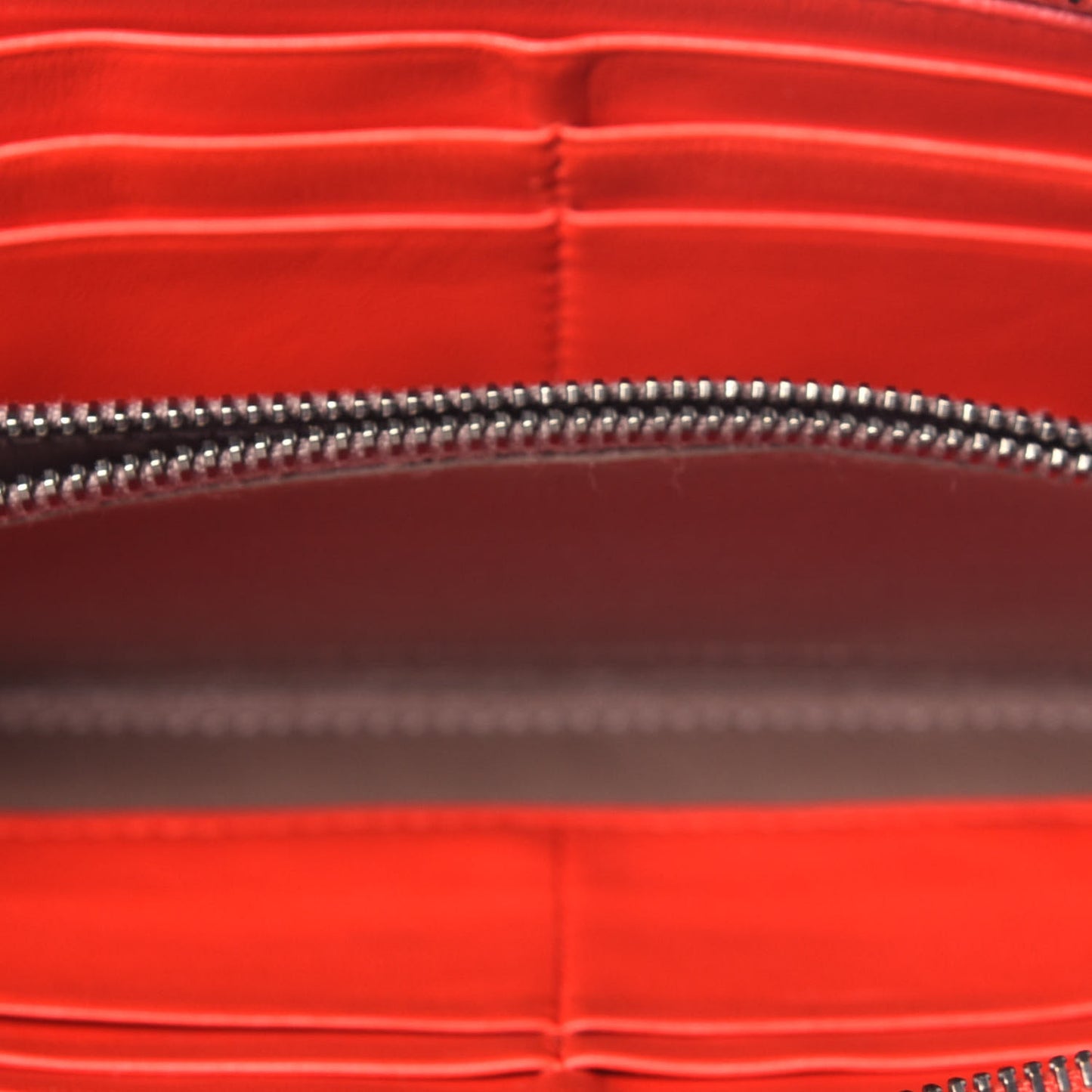 Nappa Intrecciato Half Zip Around Wallet Red