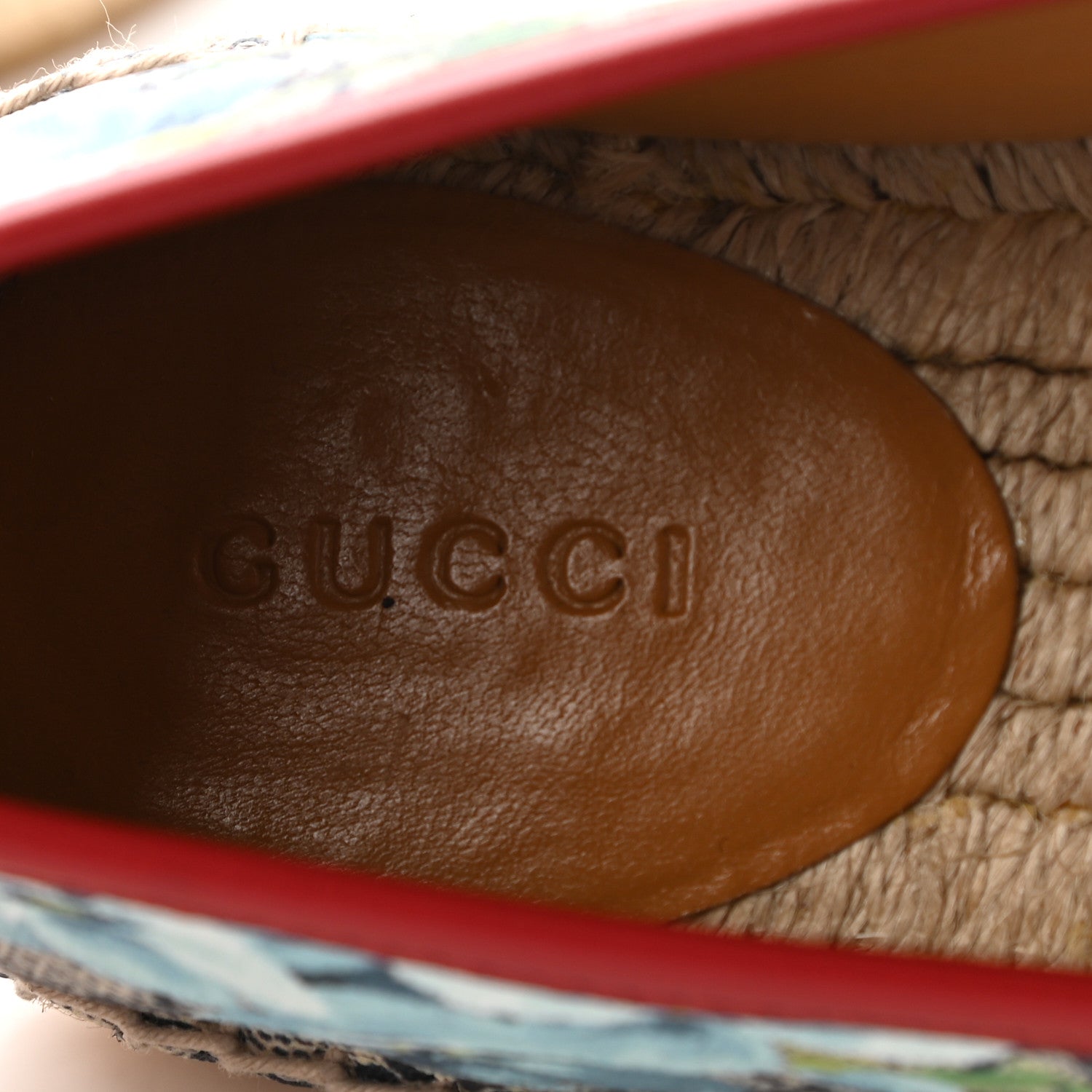 Gucci GG Supreme Monogram Blooms Espadrilles 36 Beige Blue Navy Hibiscus Red 7 of 11