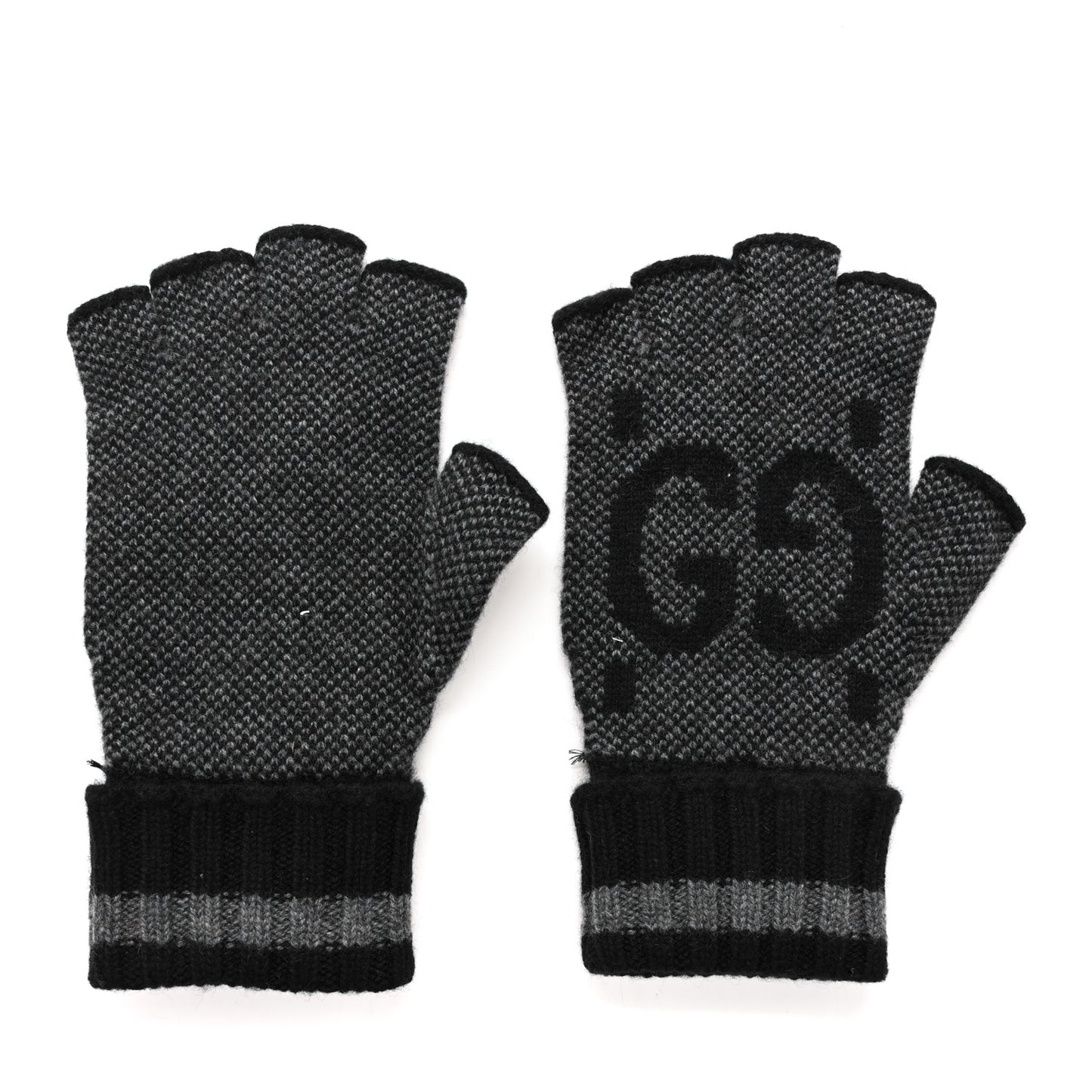 Cashmere Fingerless Gloves Logo M Graphite Black