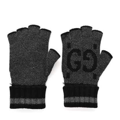 Gucci Cashmere Fingerless Gloves Logo M Graphite Black 2 of 4