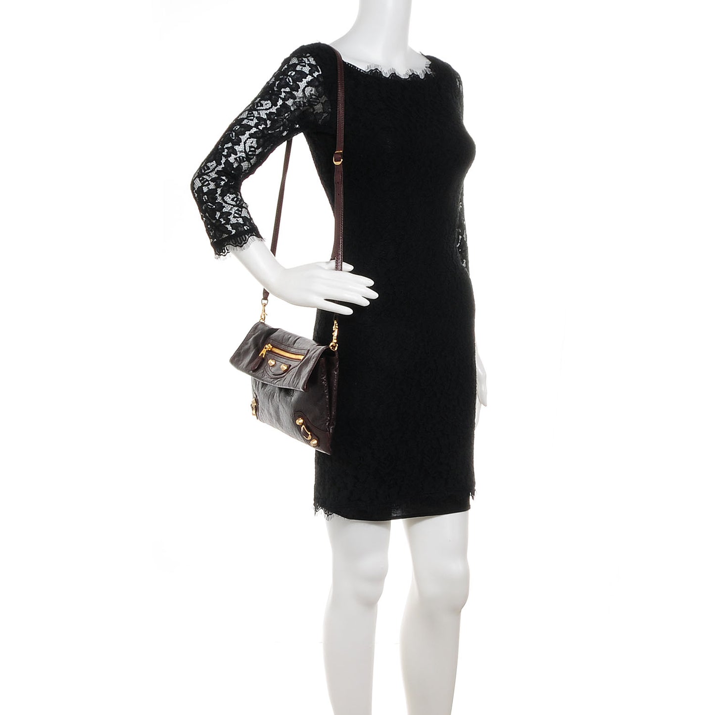 Agneau Giant 12 Gold Hardware Envelope Strap Clutch Cigare Fonce