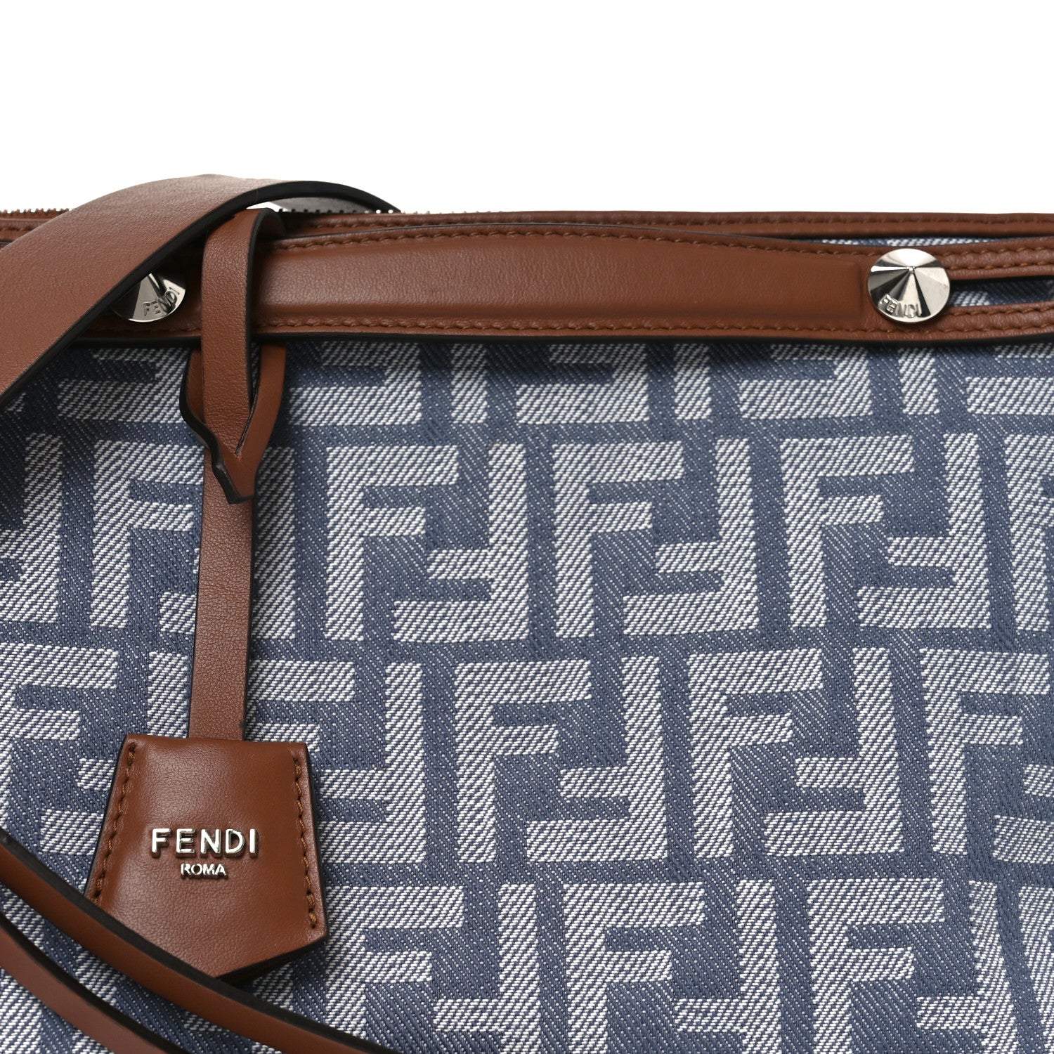 Fendi Denim Vitello Grace FF Mini By The Way Boston Bag  Blue 9 of 11