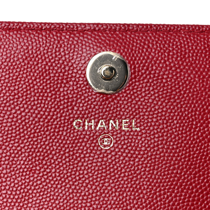 Chanel Caviar Quilted Square Wallet On Chain WOC Dark Red 6 of 11