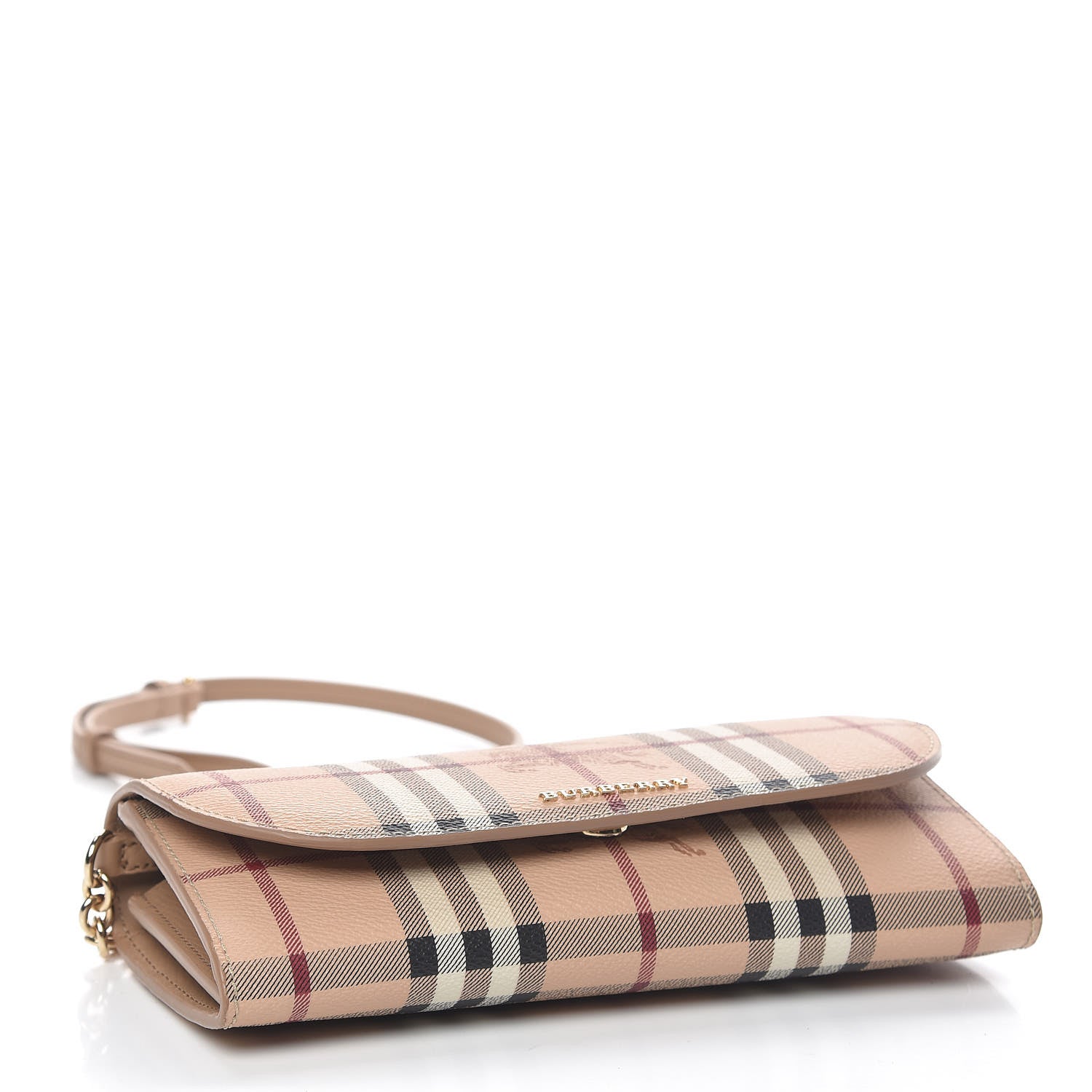 Burberry Haymarket Check Henley Wallet On Chain Mid Camel 4 of 11