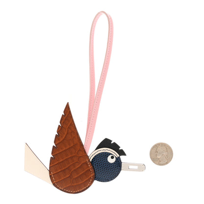 Hermes Epsom Swift Matte Alligator Lizard Birdy Bag Charm  Fauve Nata Black White Bleu Saphir Rose Sakura 2 of 5