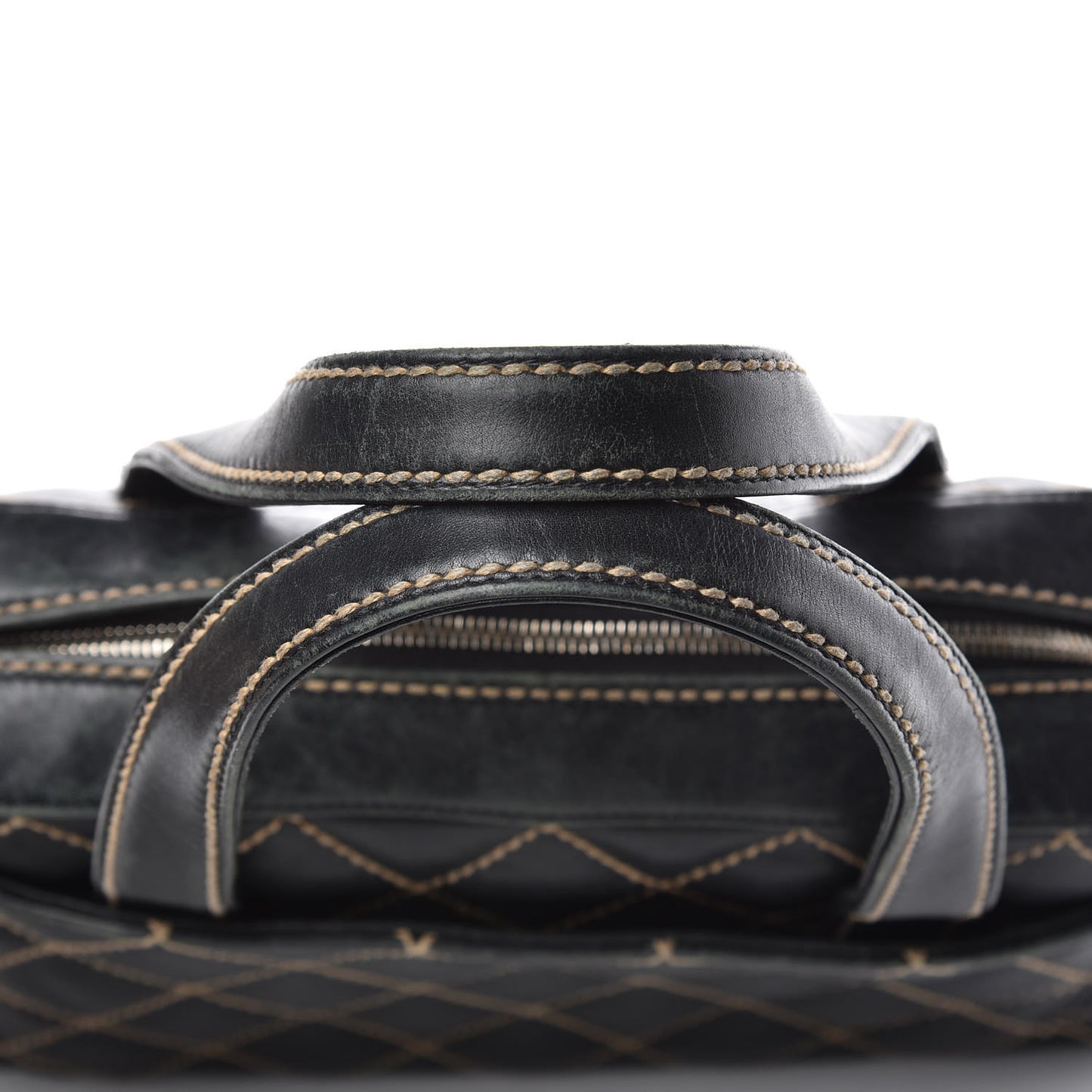 Calfskin Wild Stitch Top Handle Bag Black