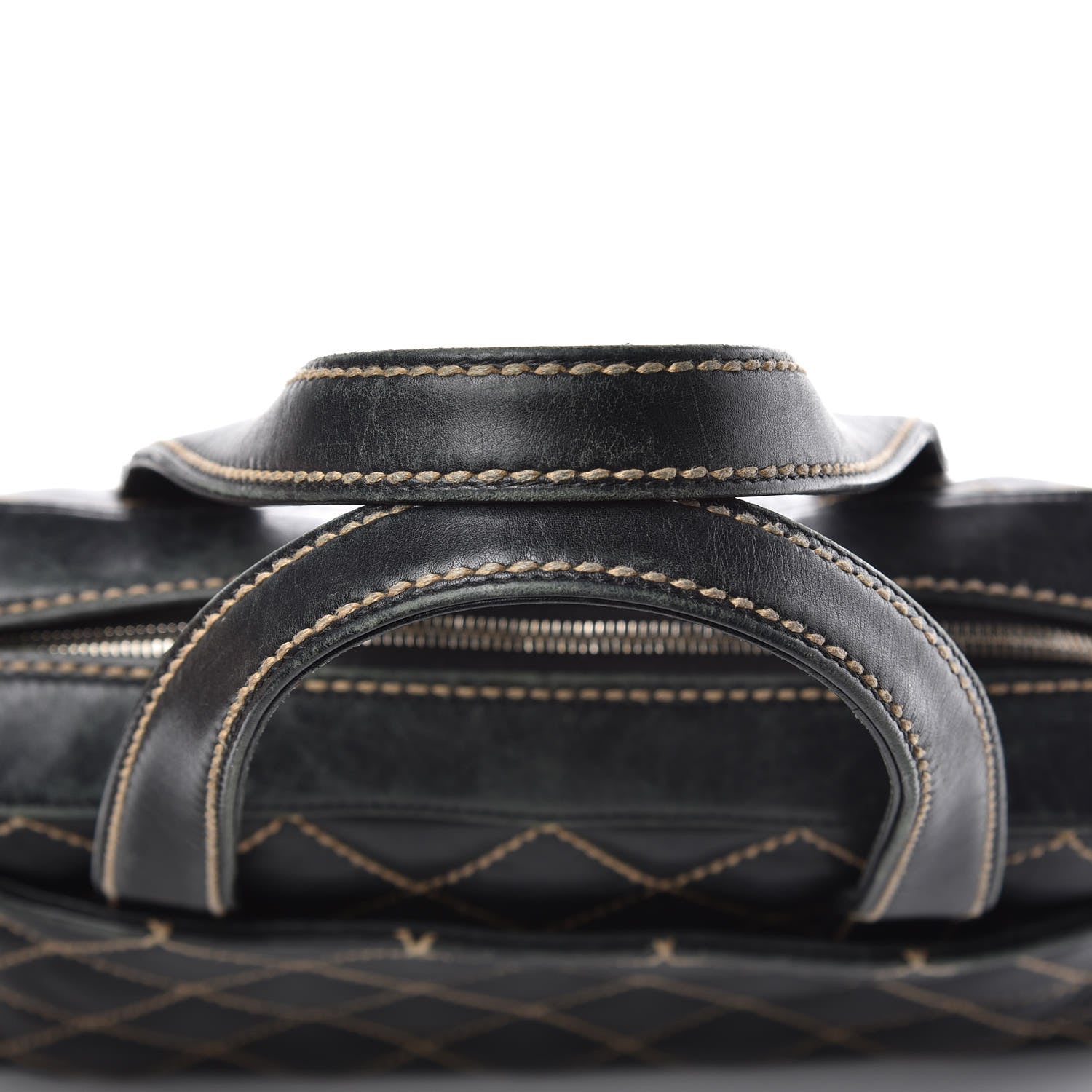 Chanel Calfskin Wild Stitch Top Handle Bag Black 12 of 17