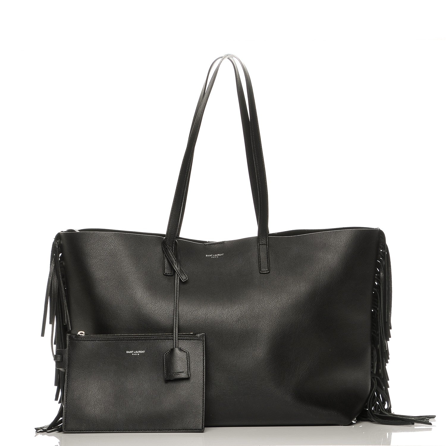 Saint Laurent Calfskin Large Fringe Shopping Tote Black 5 of 11