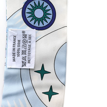 Hermes Silk La Source de Pegase Twilly Ciel Bleu Royal White 5 of 8