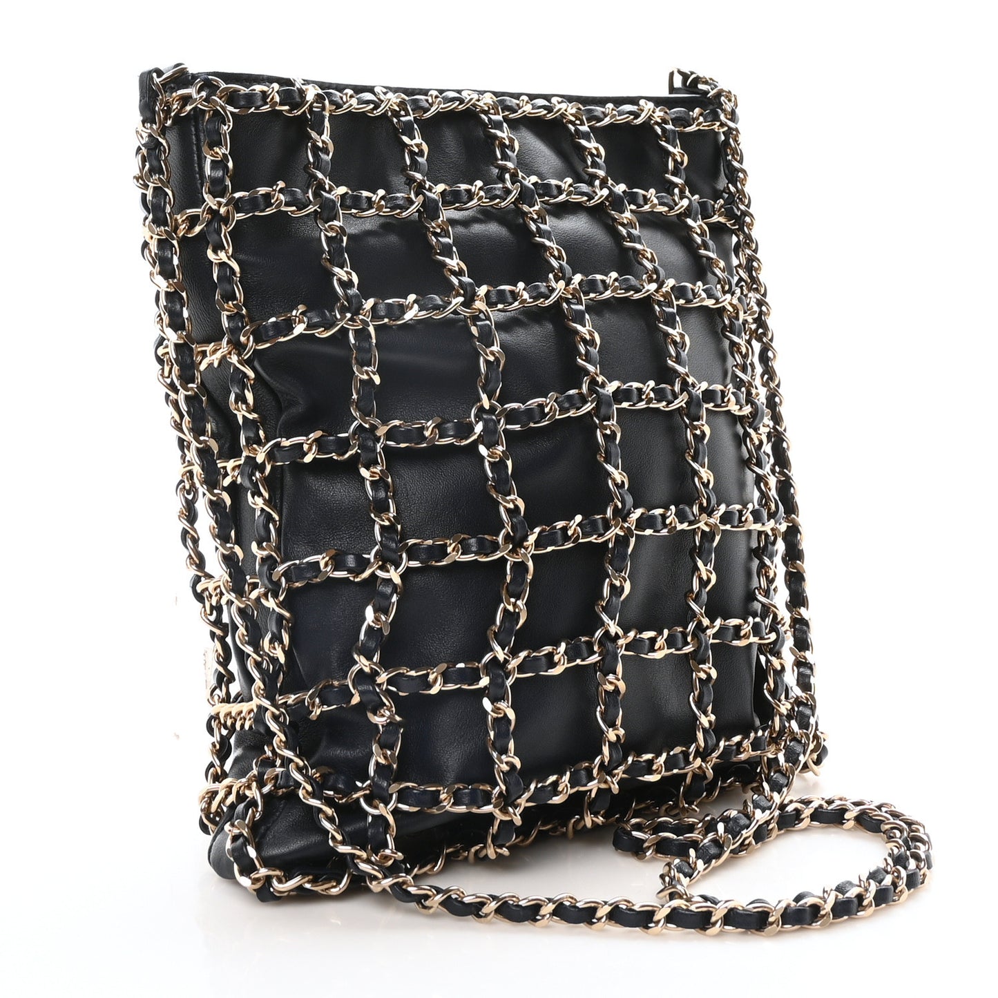Lambskin Shopping Chain Tote Navy