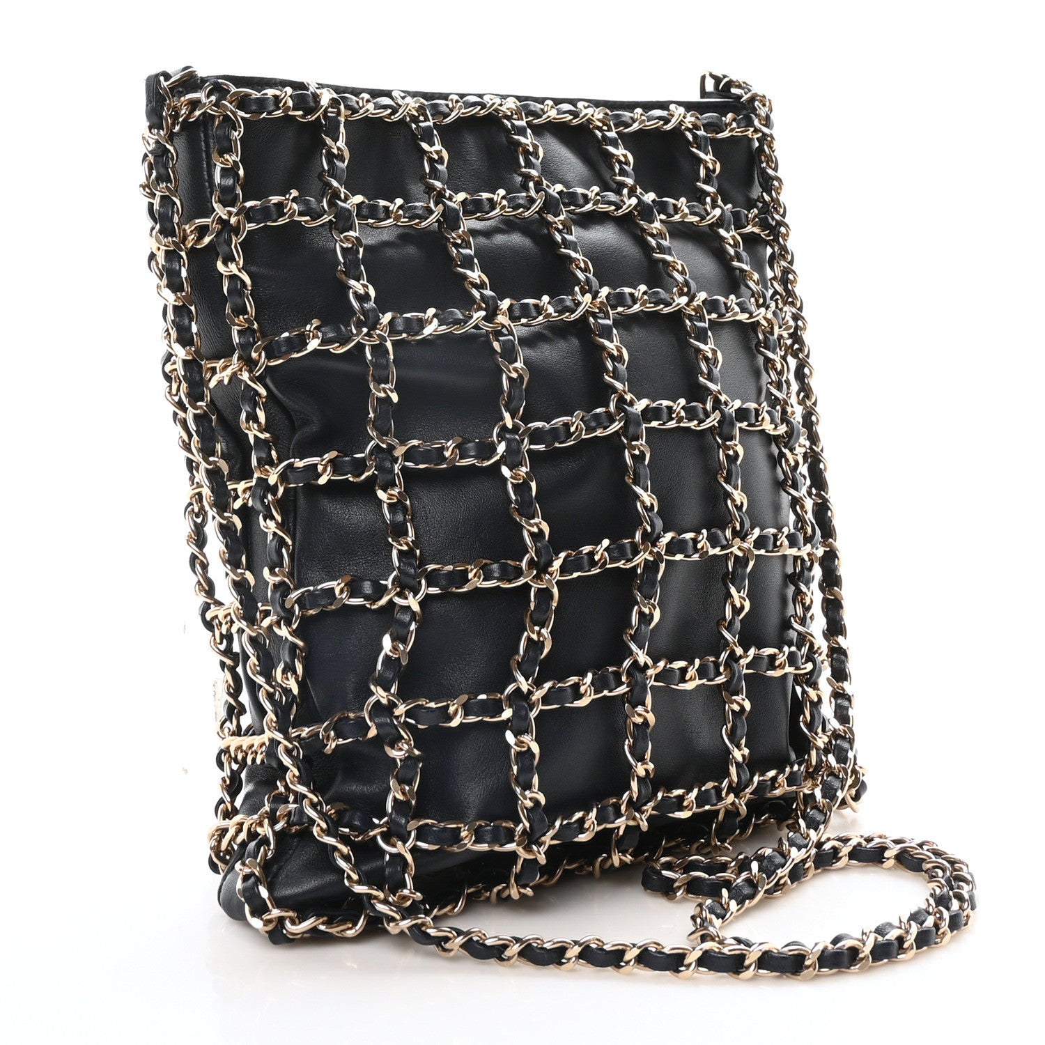 Chanel Lambskin Shopping Chain Tote Navy 3 of 10