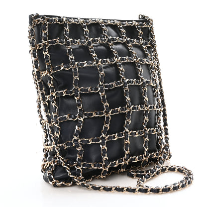 Chanel Lambskin Shopping Chain Tote Navy 3 of 10