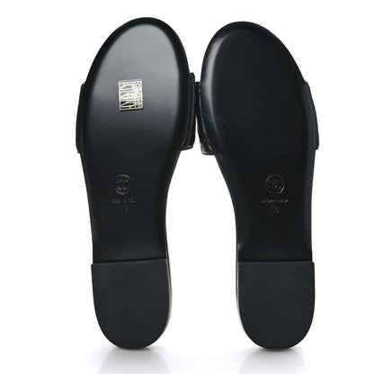 Chanel Shiny Goatskin Quilted CC Mules Sandals 39 Black 5 of 8