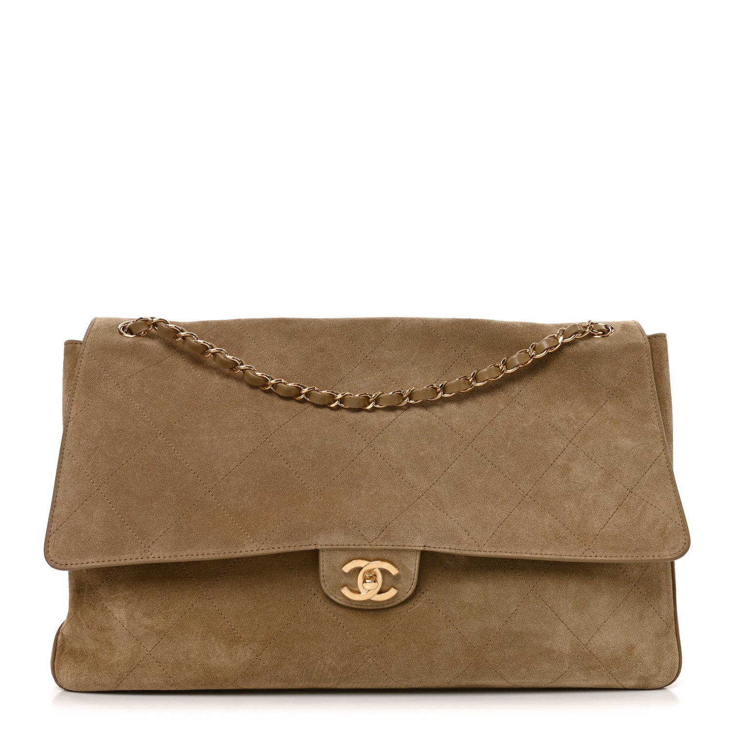 Chanel Suede Calfskin Souplissimo Maxi Flap Dark Beige 1 of 10