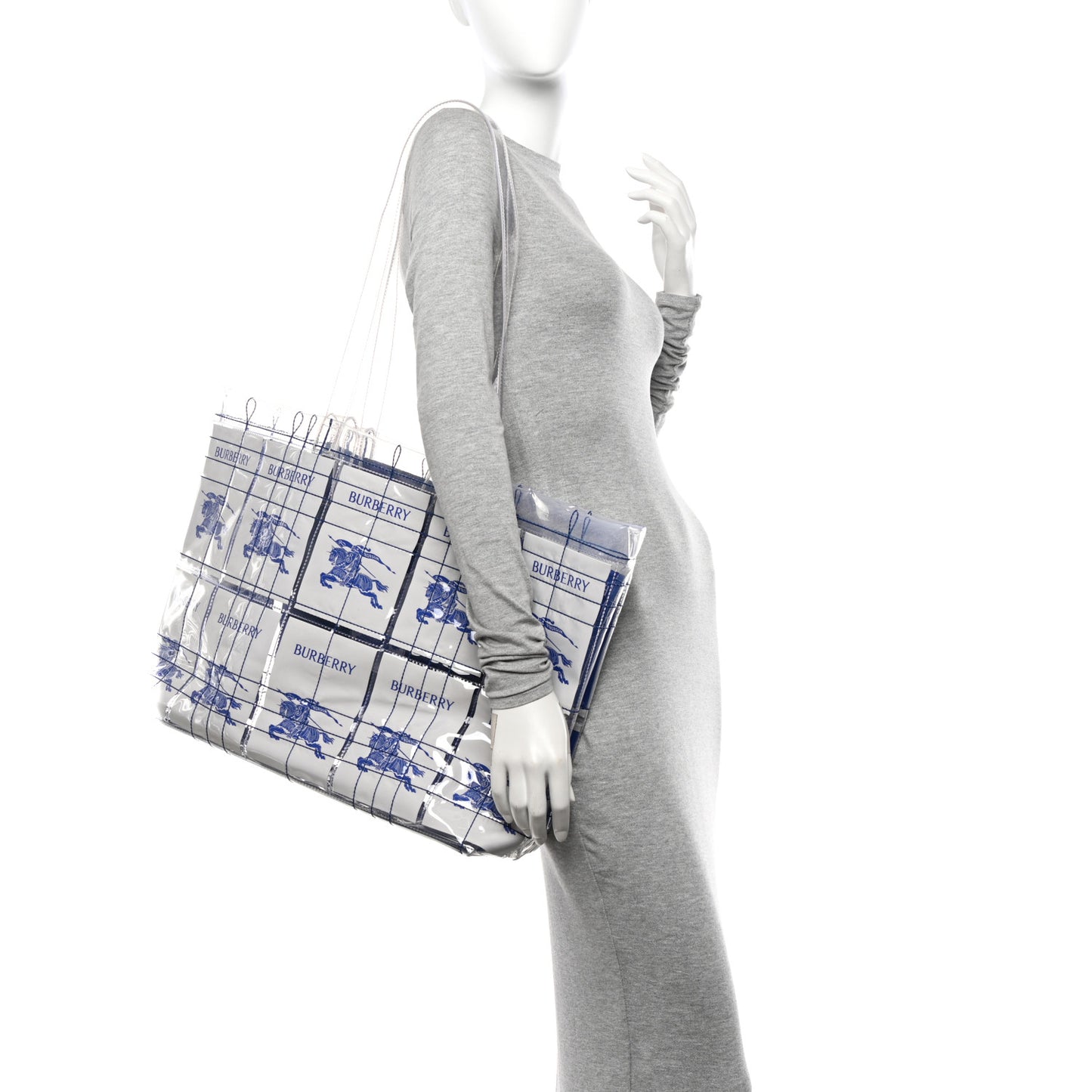 PVC Stitched EKD Label Shopping Bag White Blue