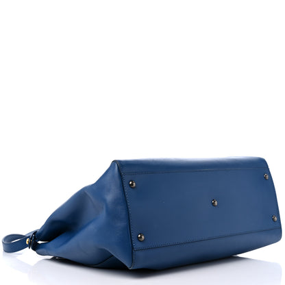 Fendi Vitello Suede Large Peekaboo Iconic Satchel Blue Marine 3 of 17