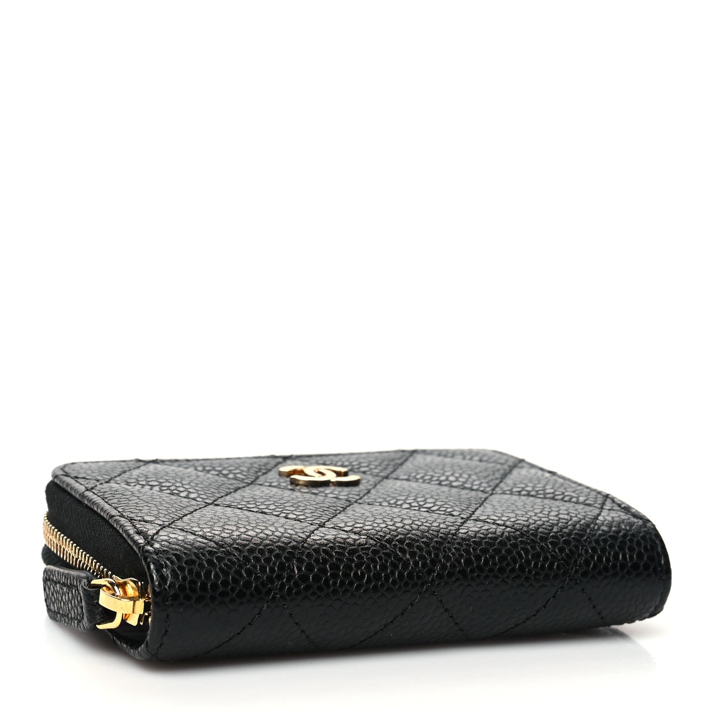 Caviar Quilted Classic Zipped Coin Purse Black