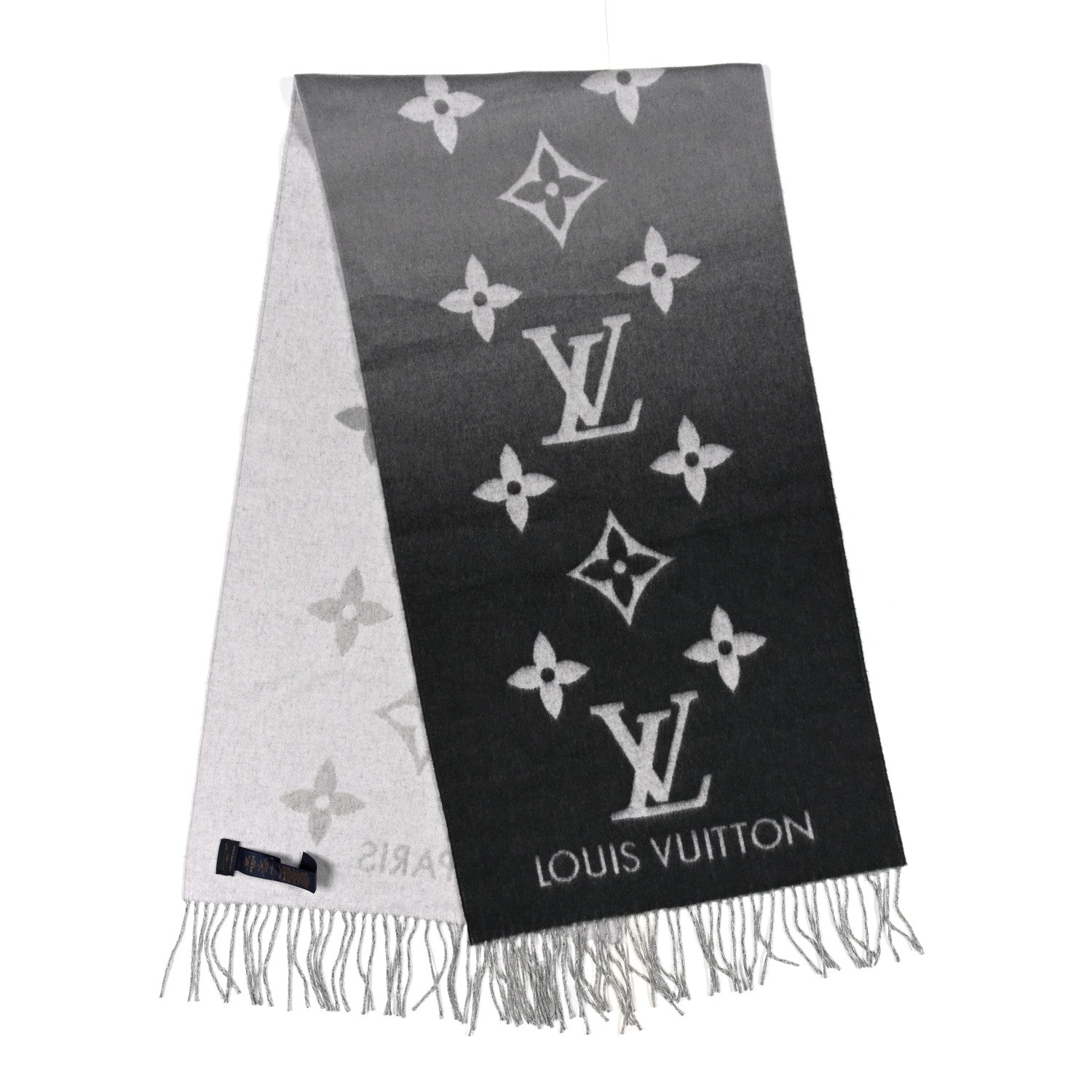 Louis Vuitton Cashmere Monogram Gradient Reykjavik Scarf Grey 2 of 3
