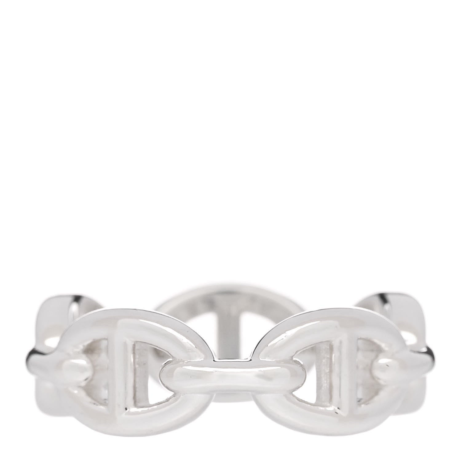 Hermes Sterling Silver PM Chaine d'Ancre Enchainee Band Ring 55 7.25 3 of 6