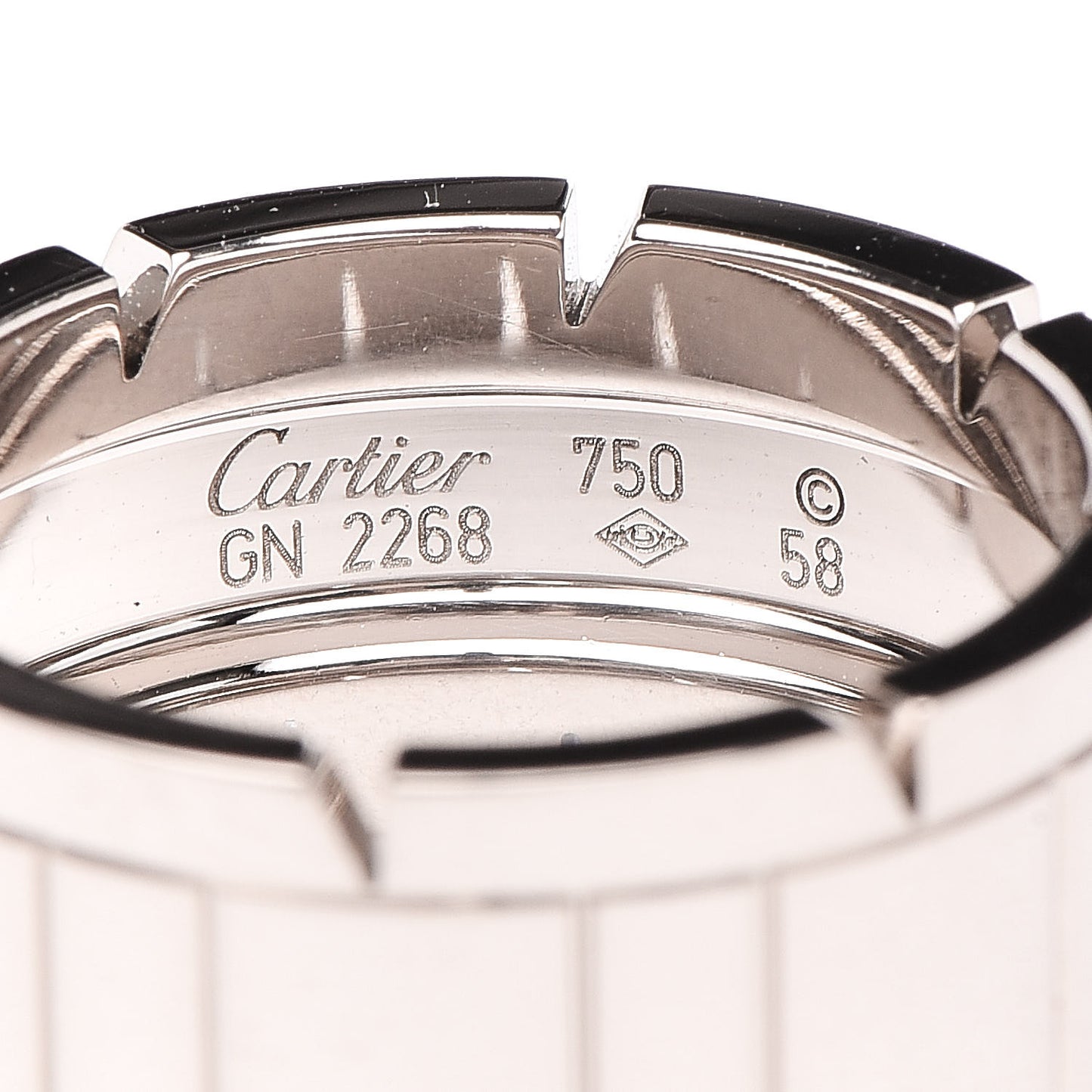 18K White Gold 11mm Tank Francaise Ring 58 8.25