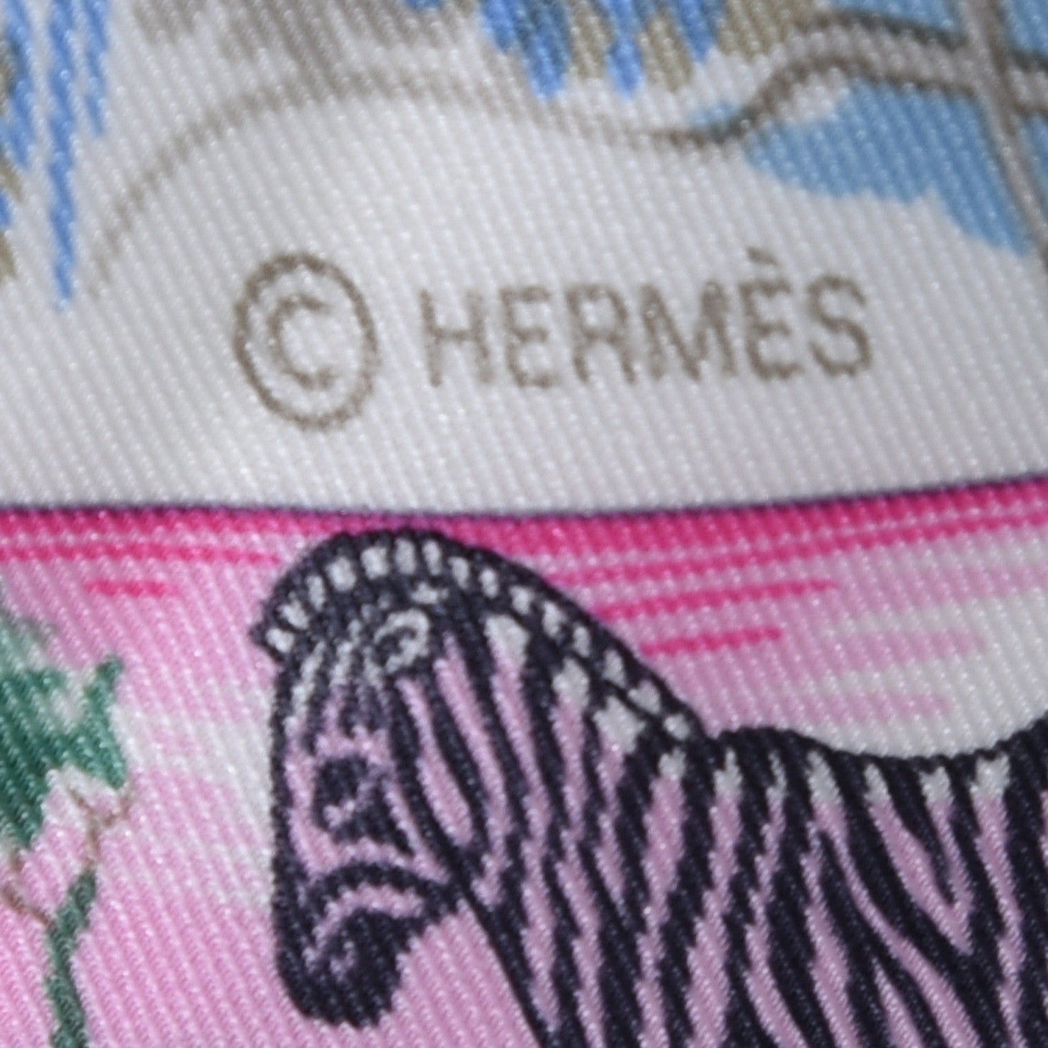 Hermes Silk Vintage Tropiques Scarf 70 Turquoise Gris Perle Rose Vif 6 of 6