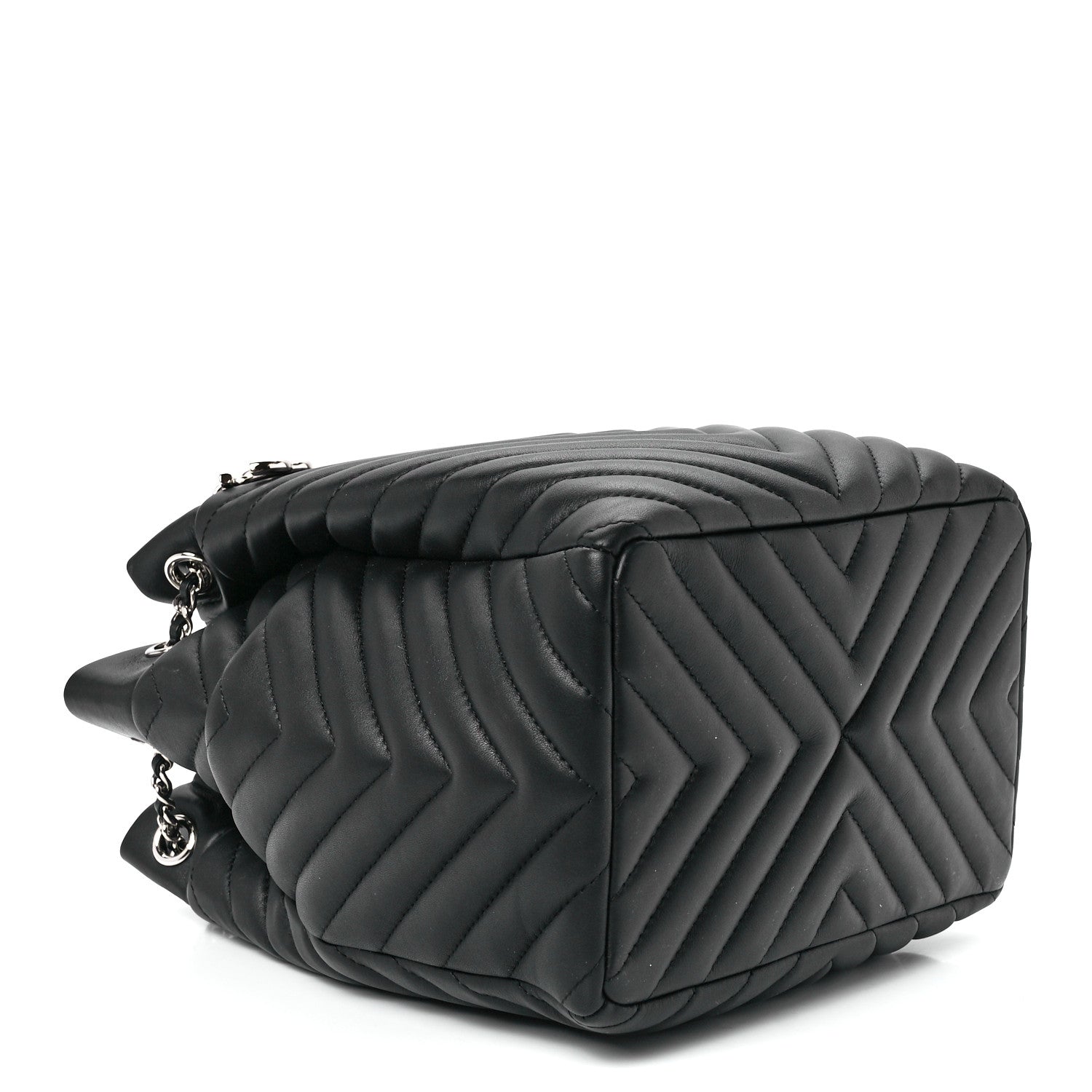 Chanel Lambskin Chevron Small Urban Spirit Drawstring Bag Black 4 of 12