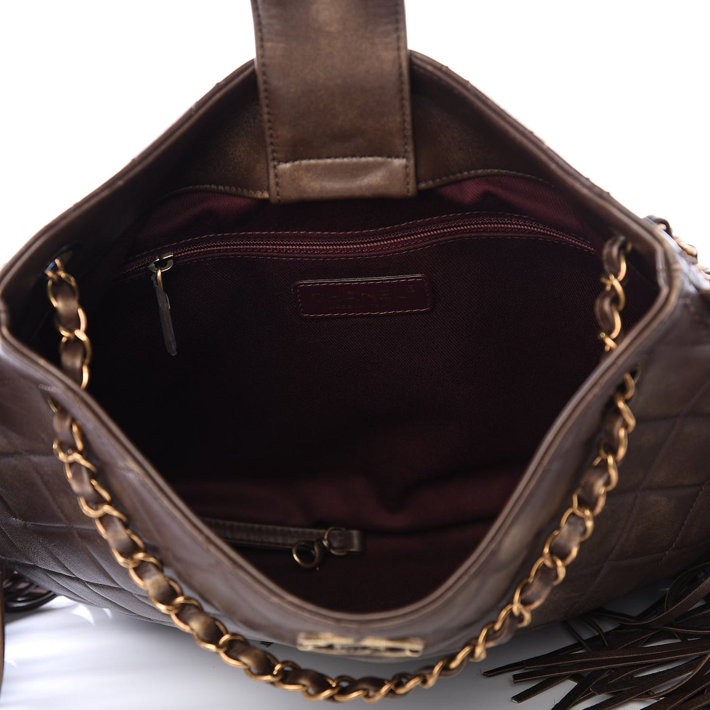 Calfskin Quilted Into The Fringe Hobo Brown