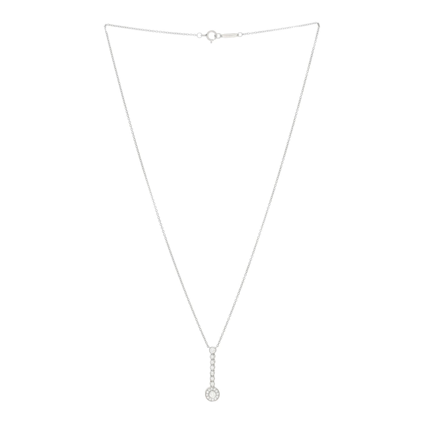 Platinum Diamond Circlet Drop Pendant Necklace
