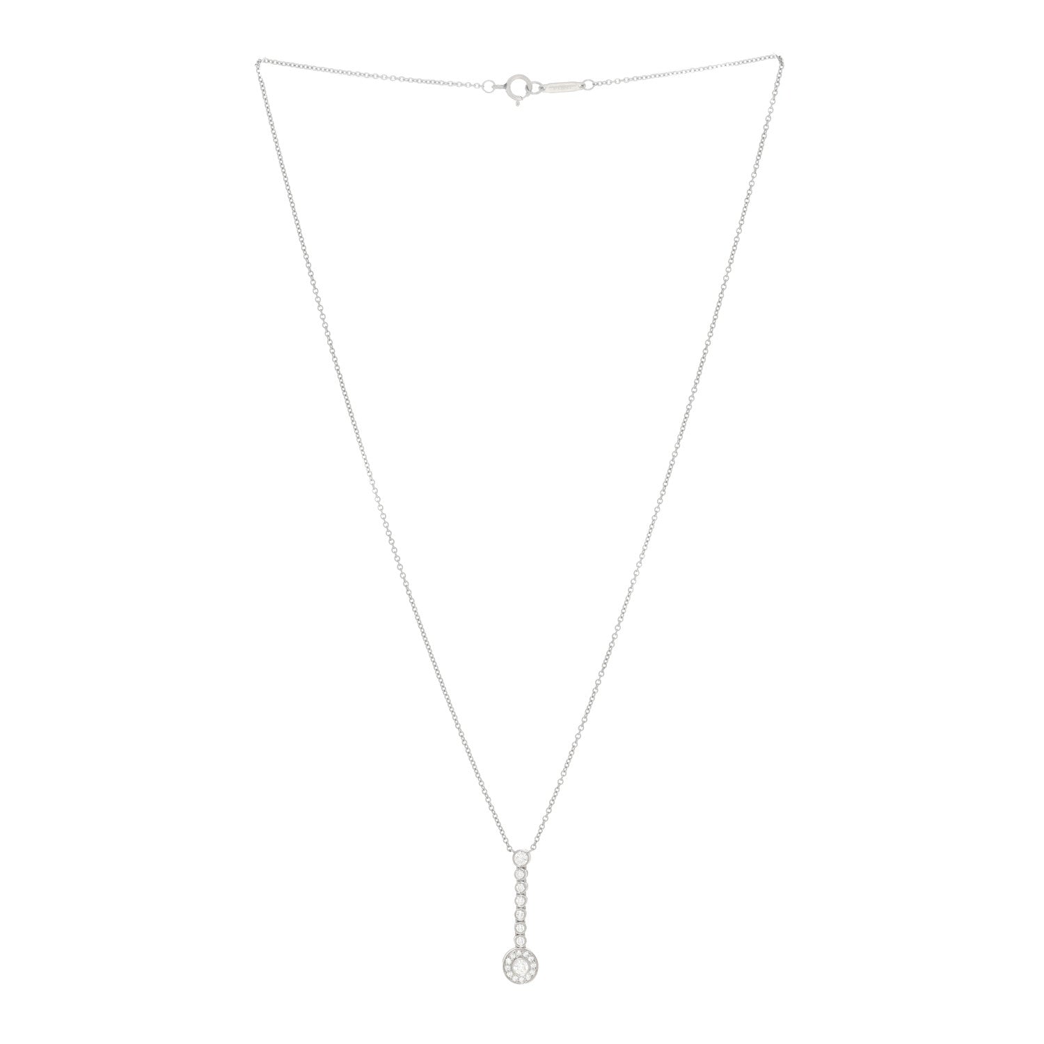 Tiffany Platinum Diamond Circlet Drop Pendant Necklace 2 of 3