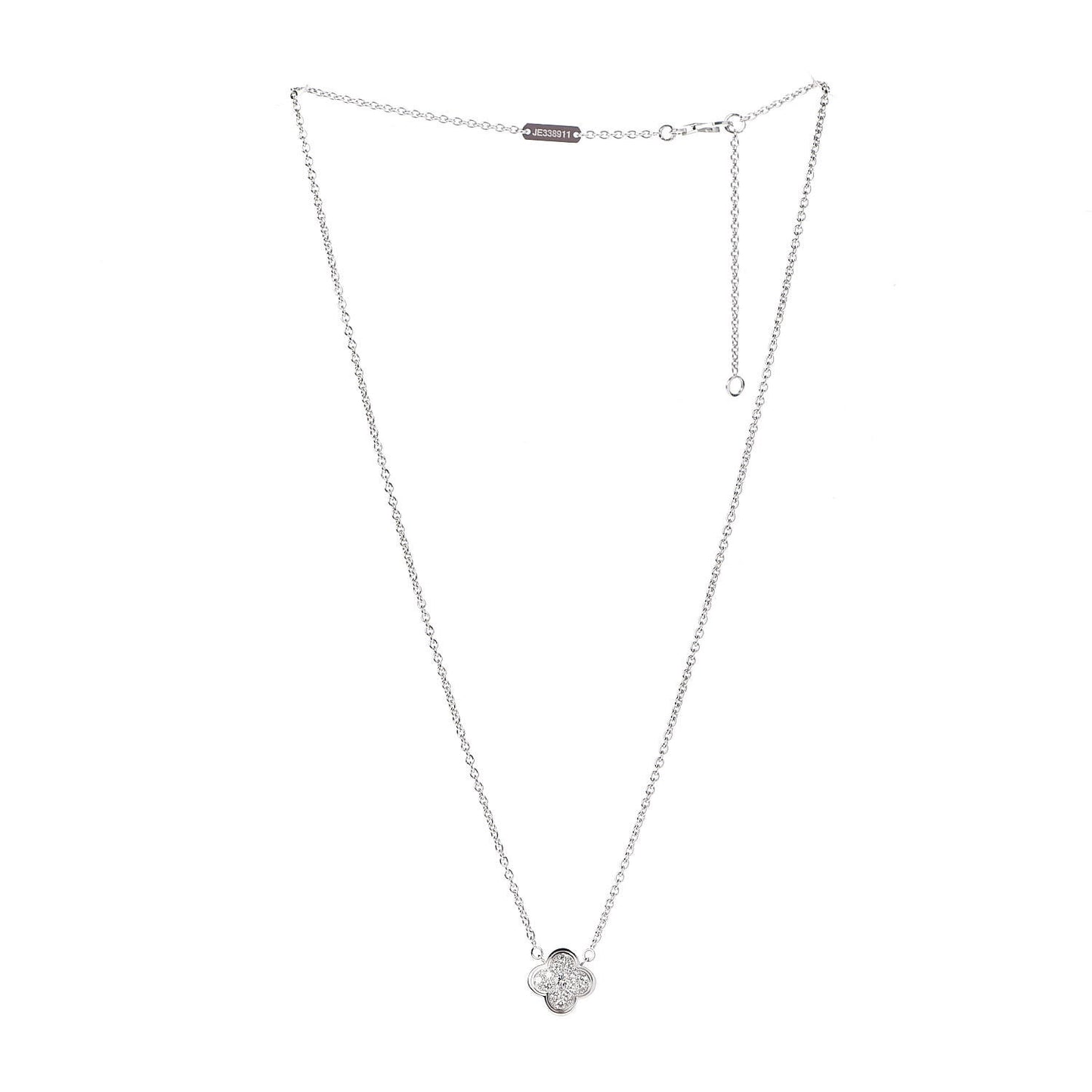 18K White Gold Diamond Pure Alhambra Pendant Necklace