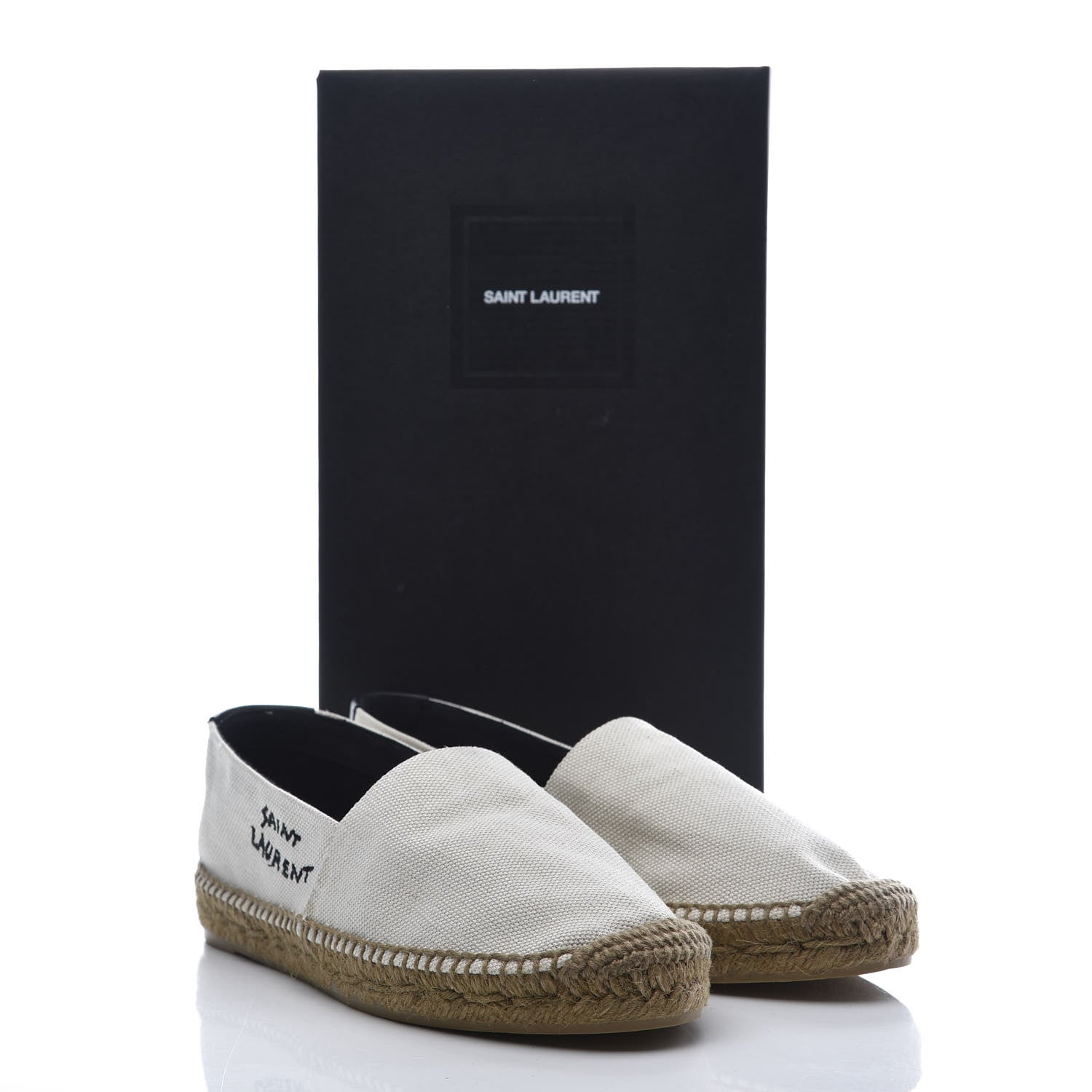 Saint Laurent Canvas Nappa Elba Light Logo Embroidered Espadrilles 37 Panna 9 of 9