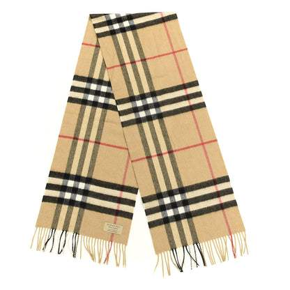 Burberry Cashmere Giant Heritage Check Fringe Scarf Camel 2 of 3