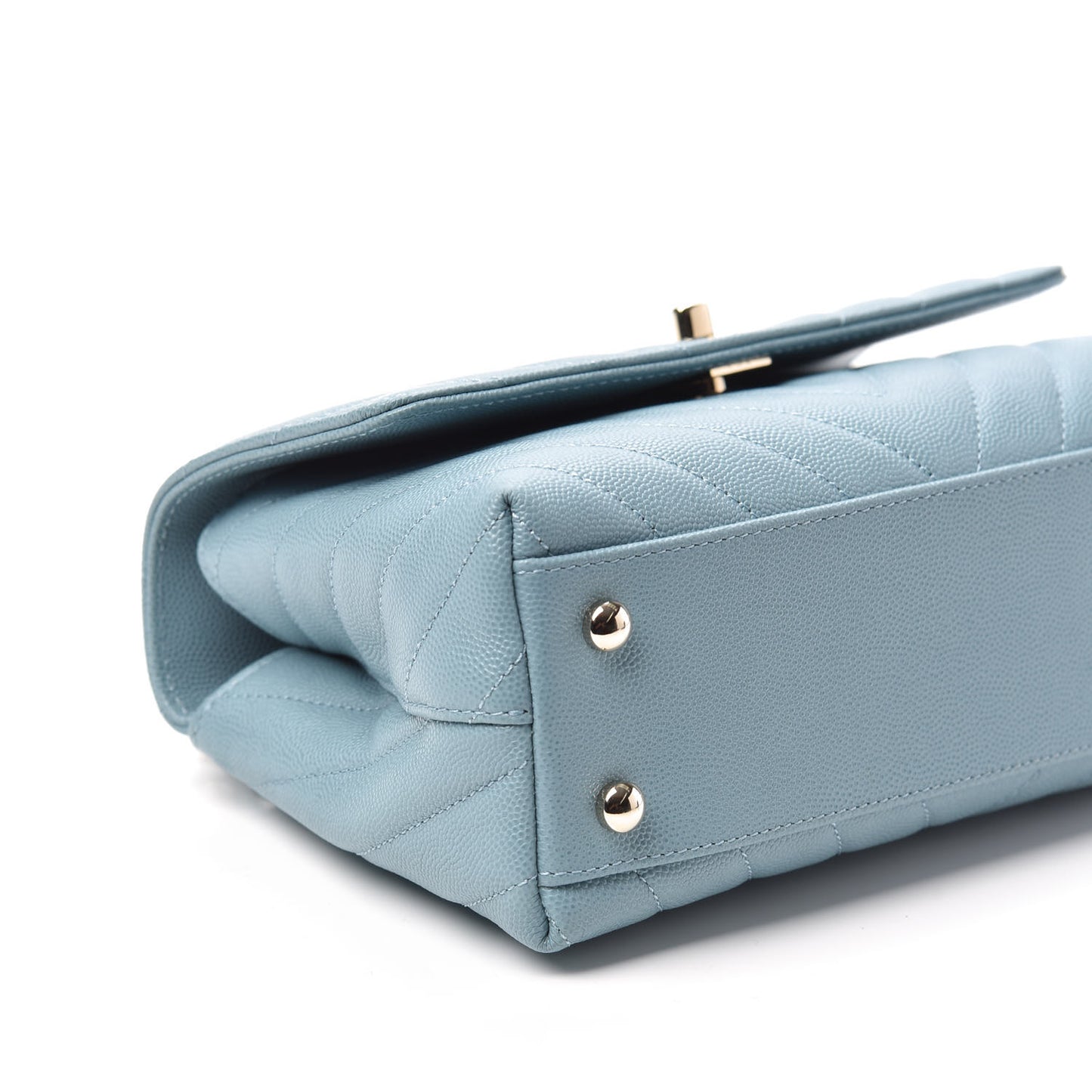 Caviar Chevron Quilted Mini Coco Handle Flap Sky Blue