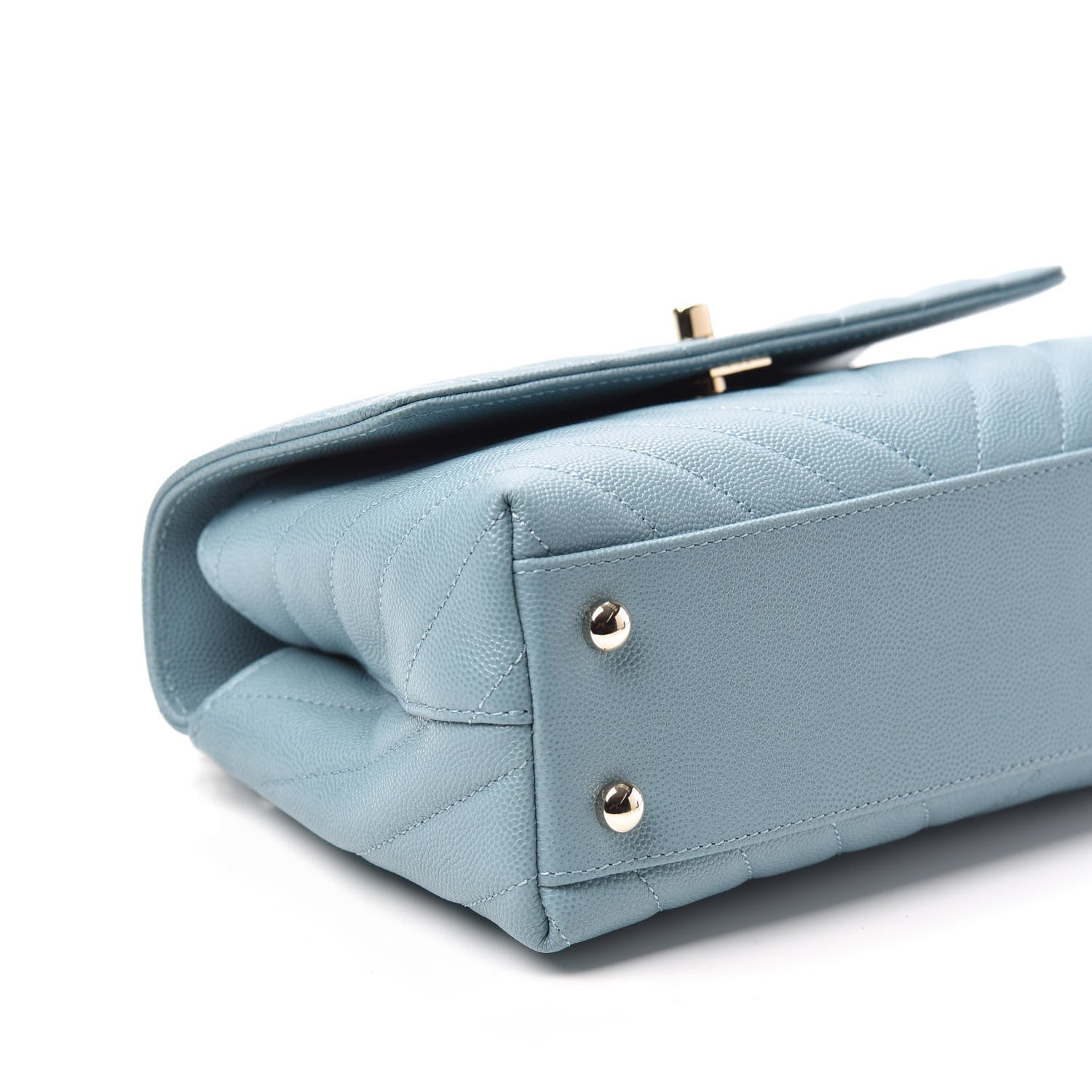 Chanel Caviar Chevron Quilted Mini Coco Handle Flap Sky Blue 9 of 10