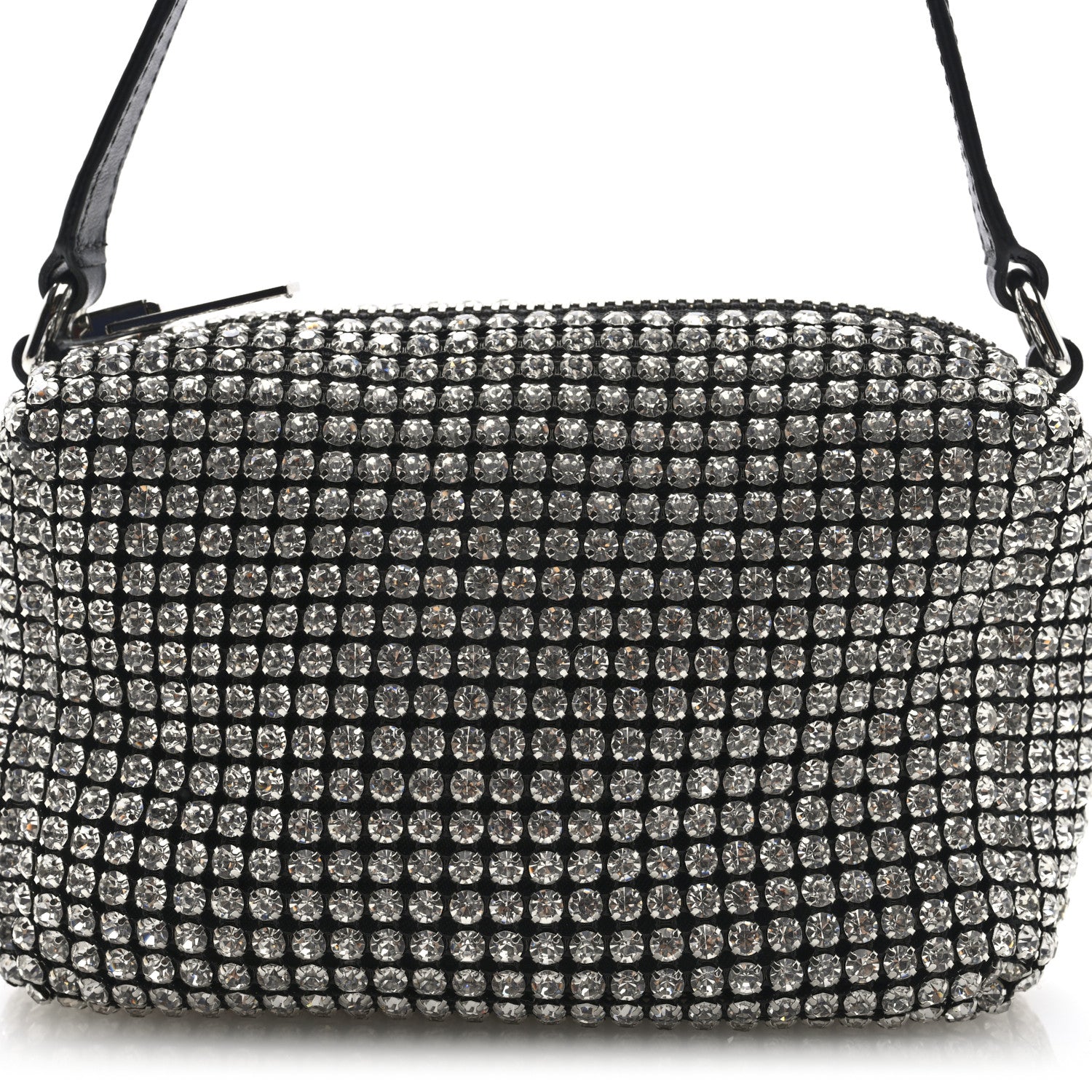 Alexander Wang Mesh Crystal Rhinestone Medium Heiress Pouch Black Silver 7 of 9