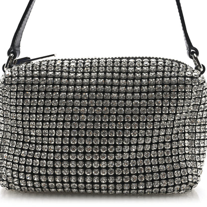 Alexander Wang Mesh Crystal Rhinestone Medium Heiress Pouch Black Silver 7 of 9