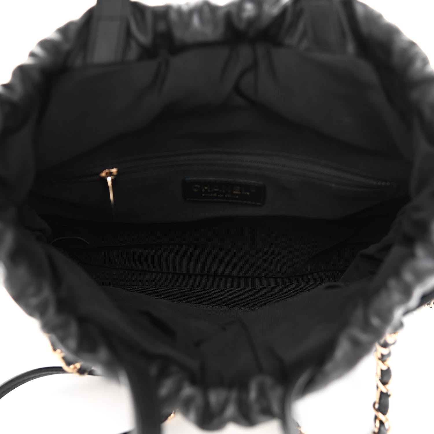 Chanel Lambskin Quilted Small Drawstring Shopping Bag Black 5 of 11