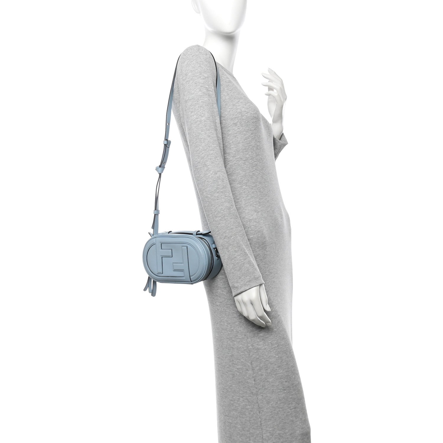 Fendi Vitello Grace Camoscio O'Lock Mini Camera Case Azzurro Baby 2 of 11