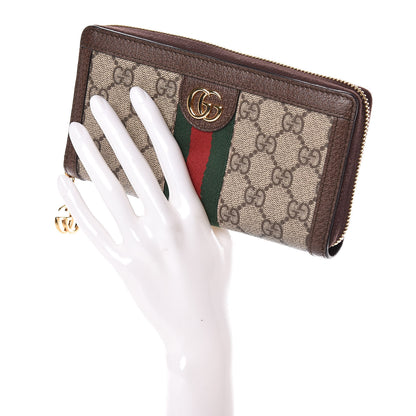 Gucci GG Supreme Monogram Web Ophidia Zip Around Wallet Brown 2 of 6