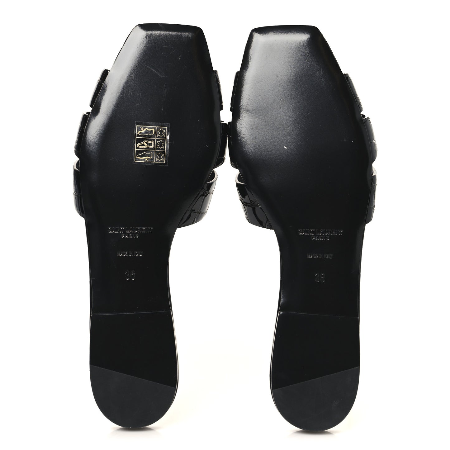 Patent Croc Embossed Tribute 05 Slide Sandals 36 Black